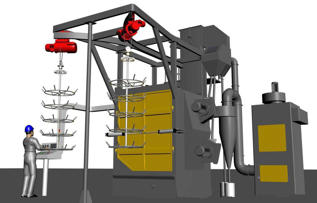 吊鉤式拋丸機三維示意圖 吊鉤式拋丸機三維示意圖